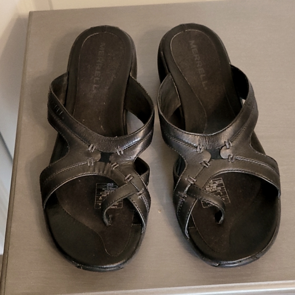 Merrell black wedge sandals